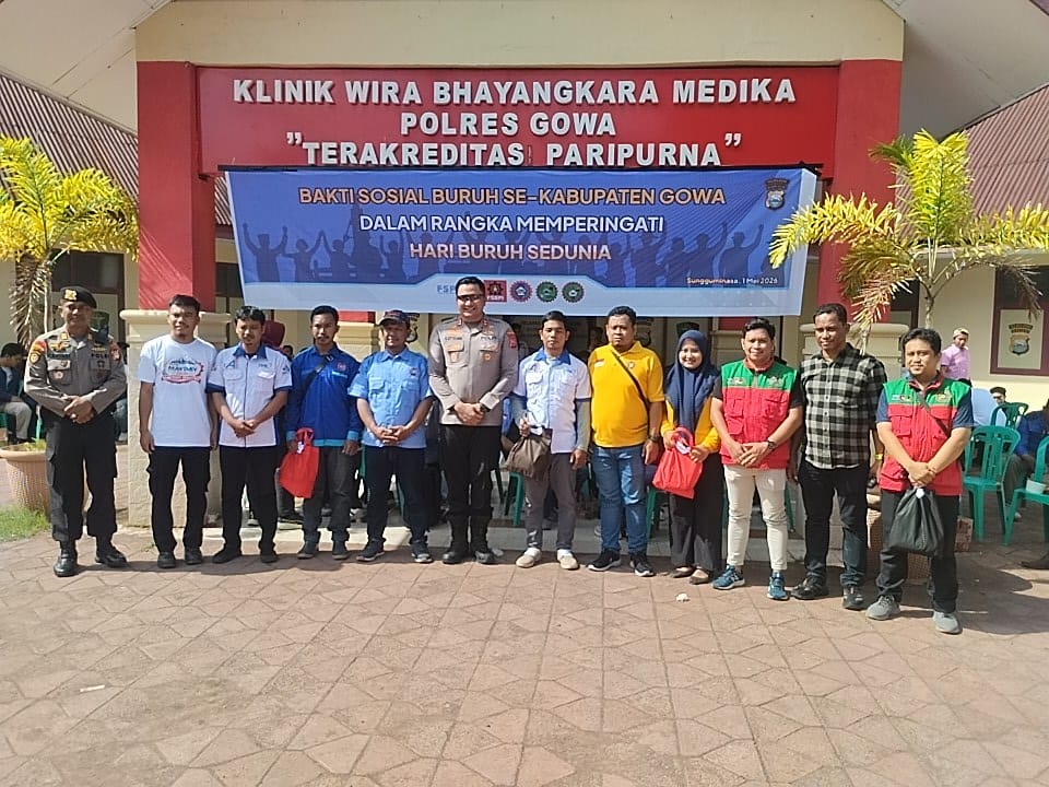 Bakti sosial Buruh se-Kabupaten Gowa Warnai Hari Peringatan Hari Buruh Nasional. Jumat, 01 Mei 2026, Wujud Kepedulian dan Solidaritas
